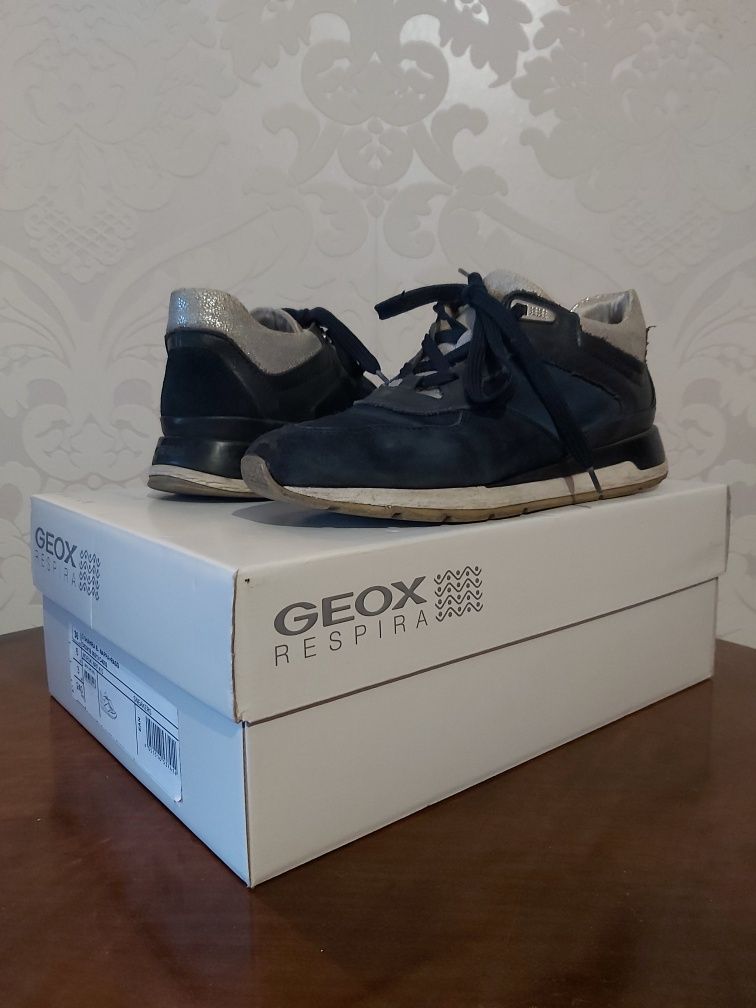 Sneakersy Geox 37 36 granatowe srebrne