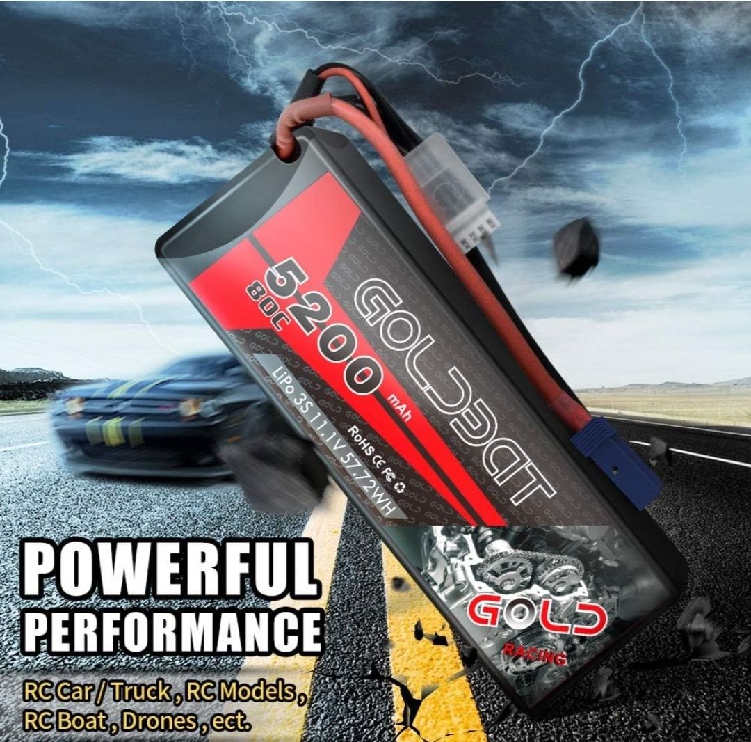 GOLDBAT Lipo Battery 3S 5200mAh 80C 11.1V Жорсткий футляр для RC батар