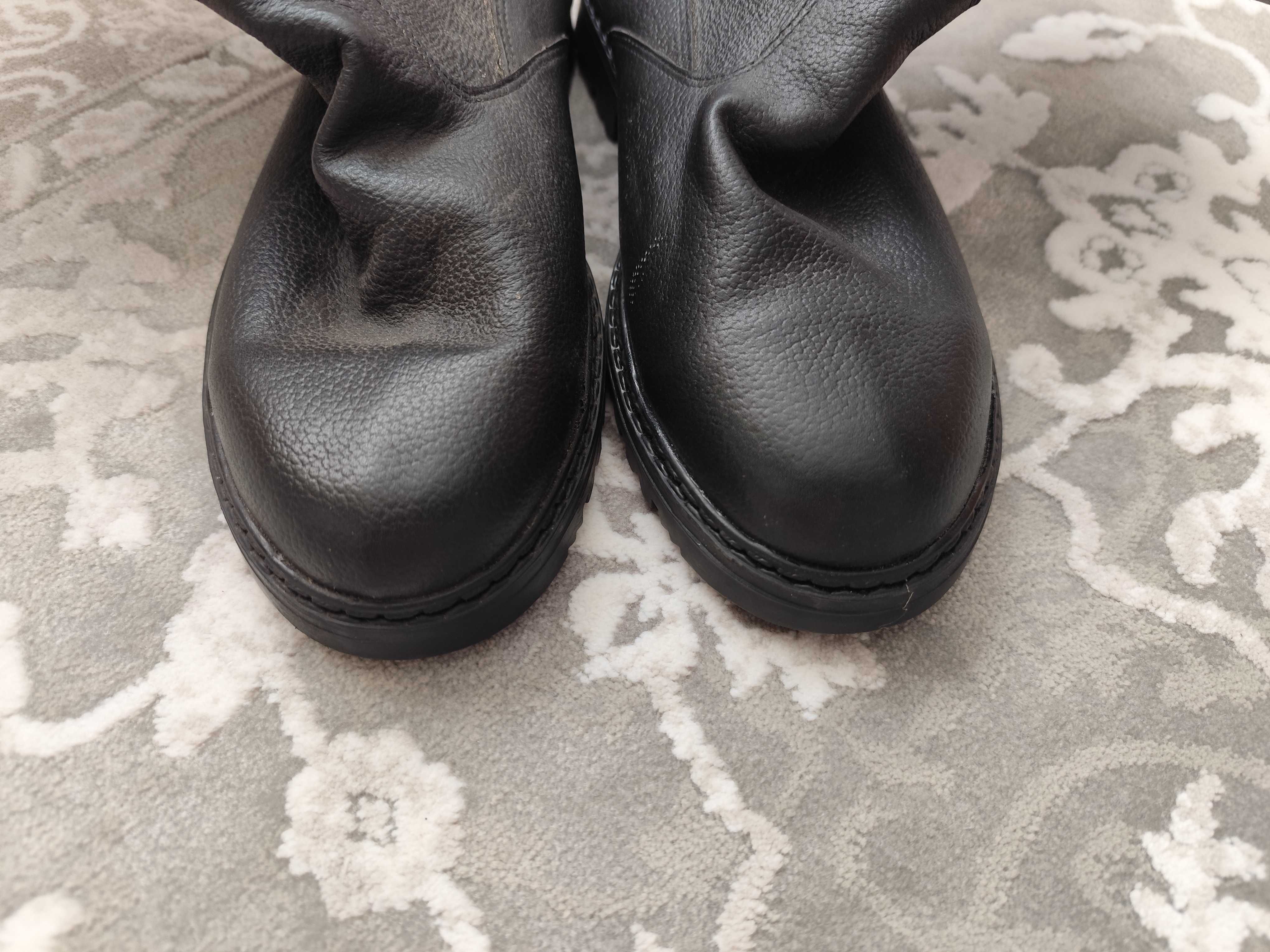 Czarne buty męskie kalosze robocze skórzane Oldkram