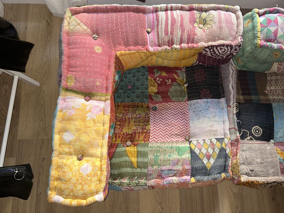 Puf modułowy, 2-osobowy, patchwork, tkanina