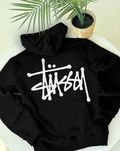 Basic Stussy — Худи черное Найк Стусси — XS S M L XL — BIG Лого Принт