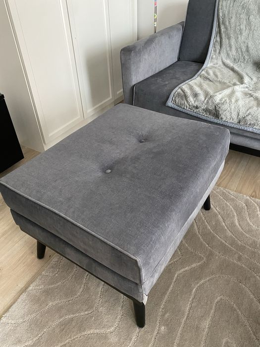 2 szt.! Scandicsofa Puf Podnóżek Klematisar Steel / szary czarna rama