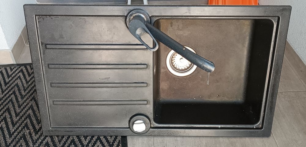 Zlewowmywak zlew czarny granitowy z ociekaczem z baterią kuchenny