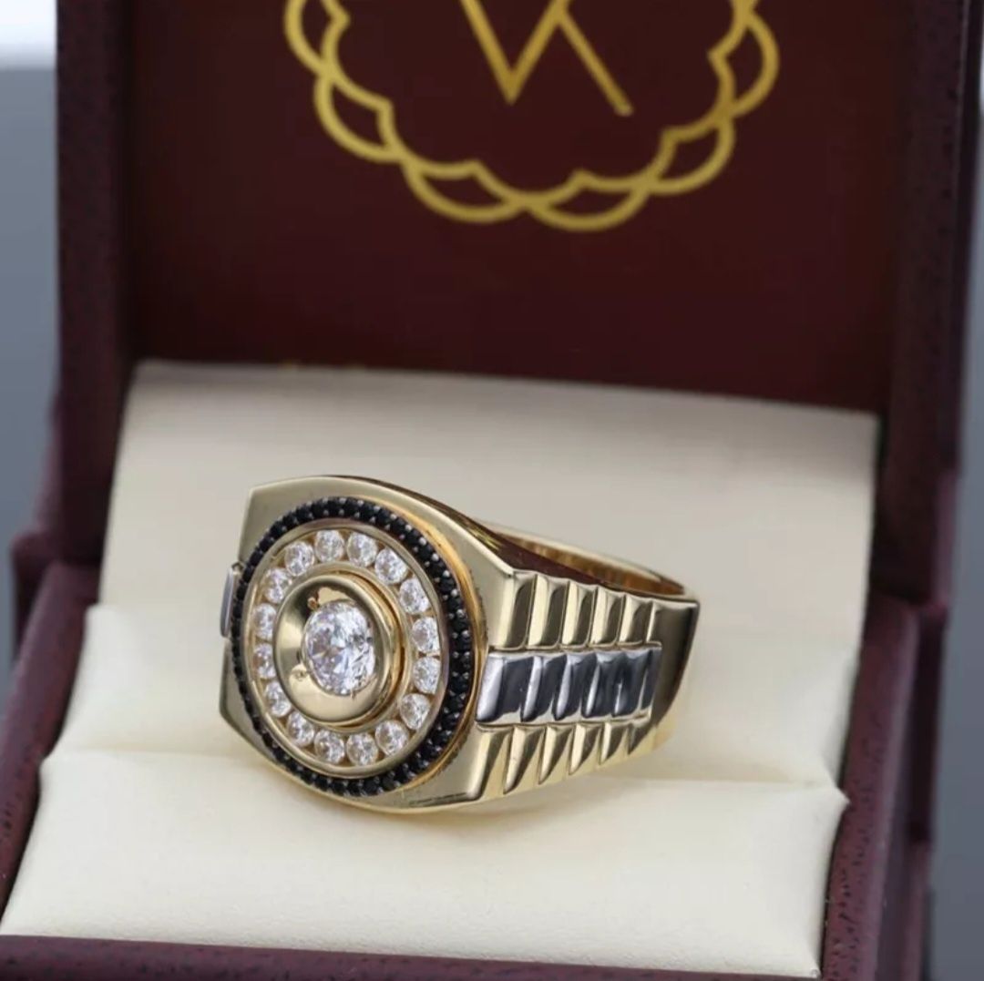 Sygnet pierścionek wzór Rolex z cyrkoniami