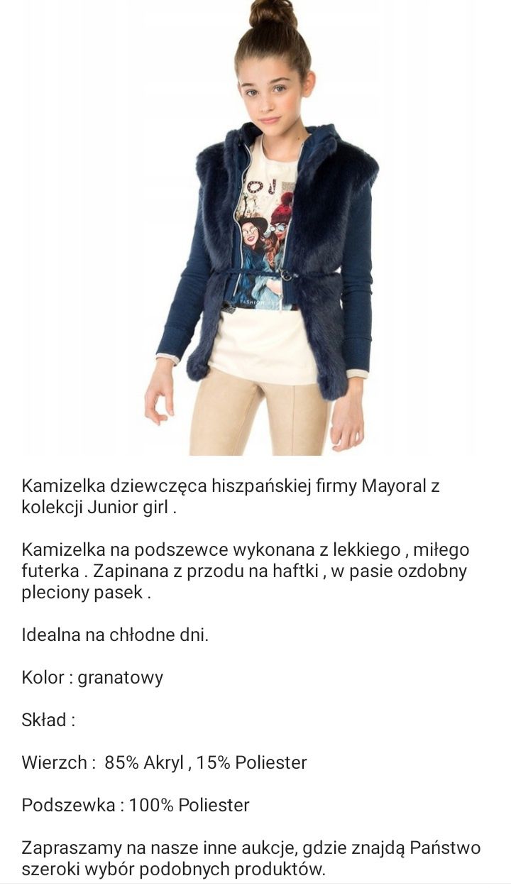 Nowe futerko/kamizelka Mayoral r.158