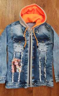 Джинсова курточка для дівчинки 6-7 рочків, розмір 117-122 см.