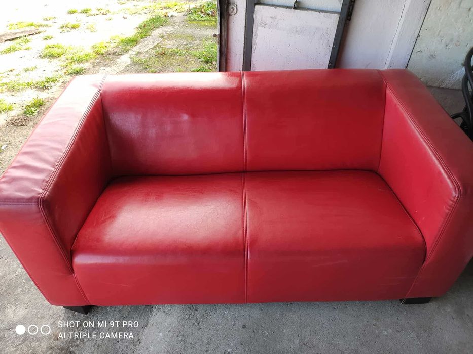 Sofa ze skóry kolor czerwony