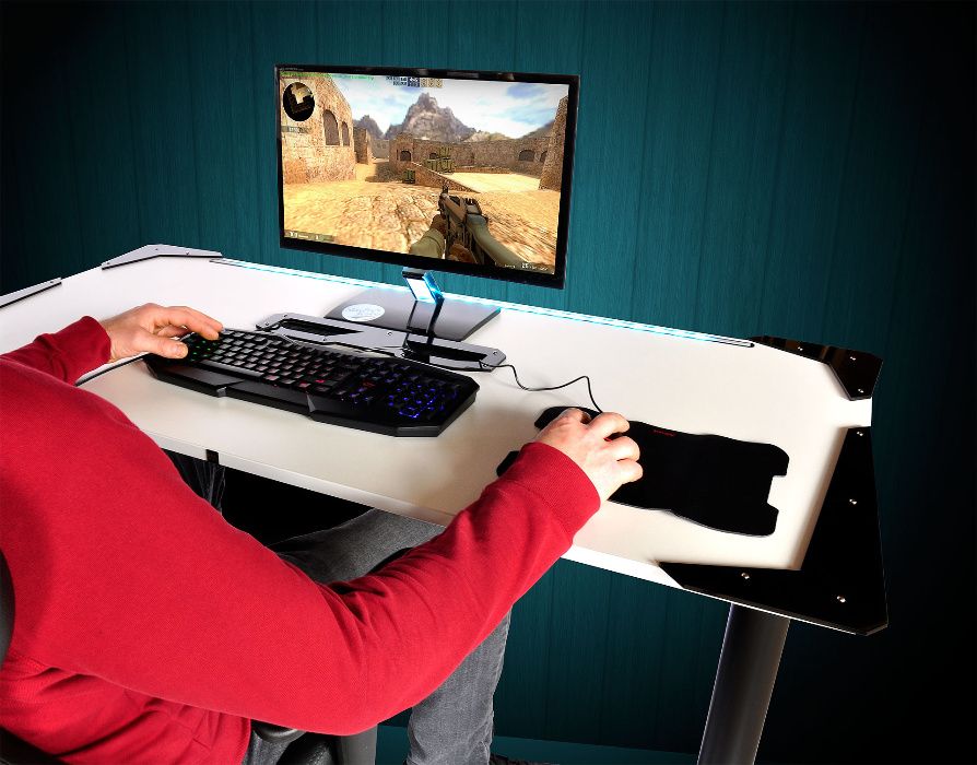 Biurko gamingowe FUTURE led komputerowe dla gracza NOWOŚĆ wysyłka 0zł