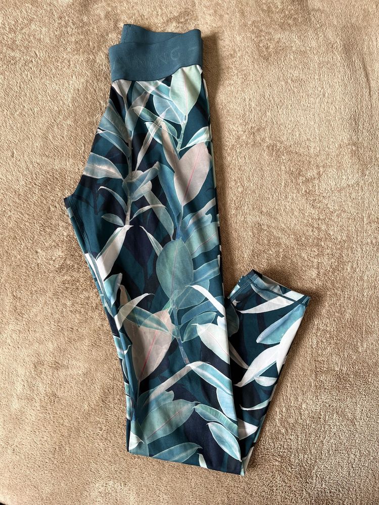 Legginsy fitness damskie Domyos rozm. S 36 joga trening liście natura