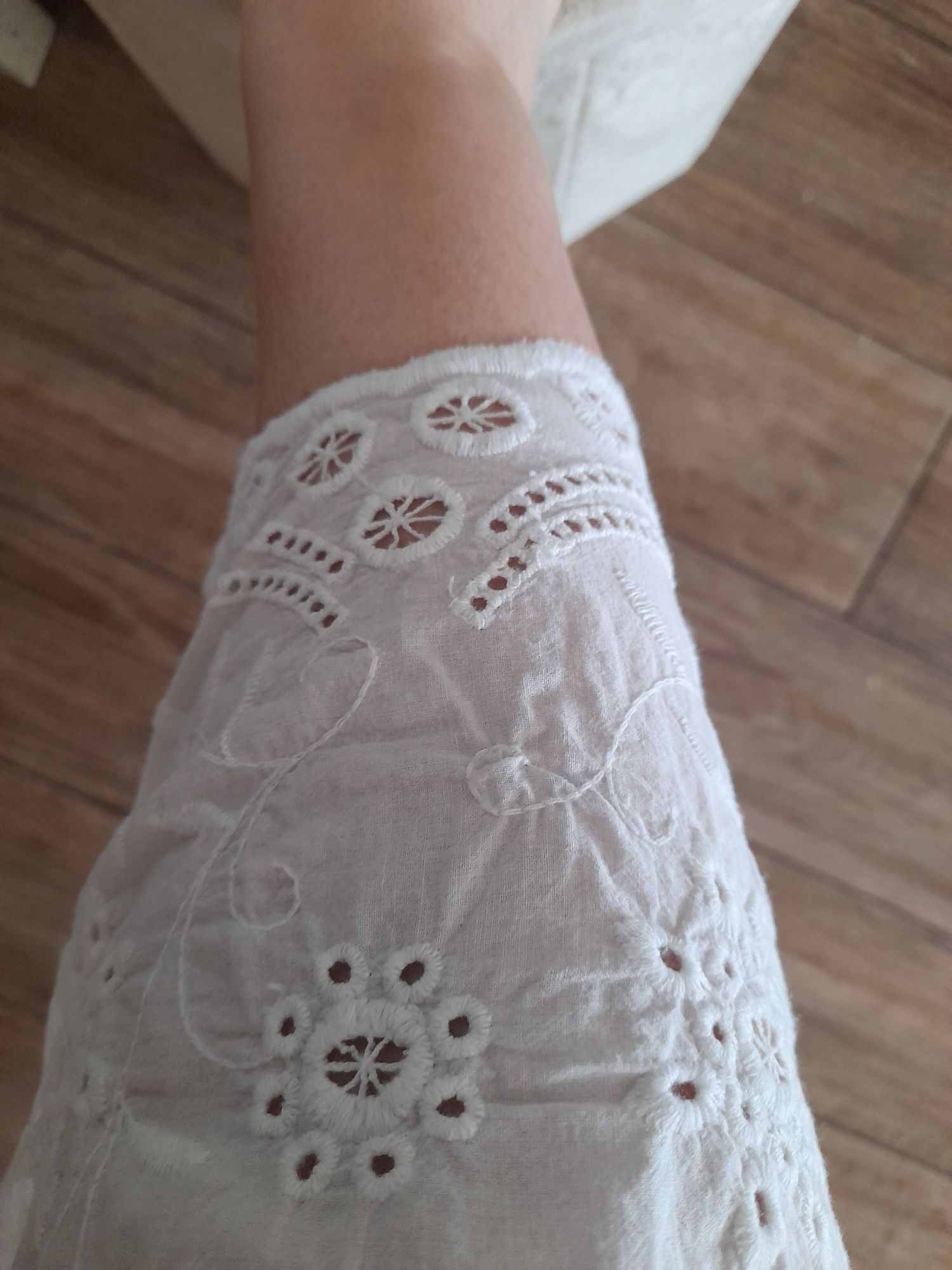 Sukienka biała maxi haft ażurowa,boho r. M