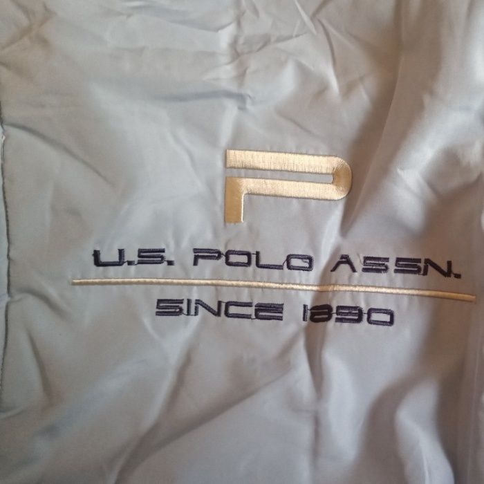 Куртка детская. Us Polo. голубая с капюшоном. 10-12 лет.