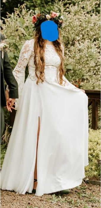 Suknia ślubna boho rustykalna dwuczęściowa MeLove rozmiar M/38 biała