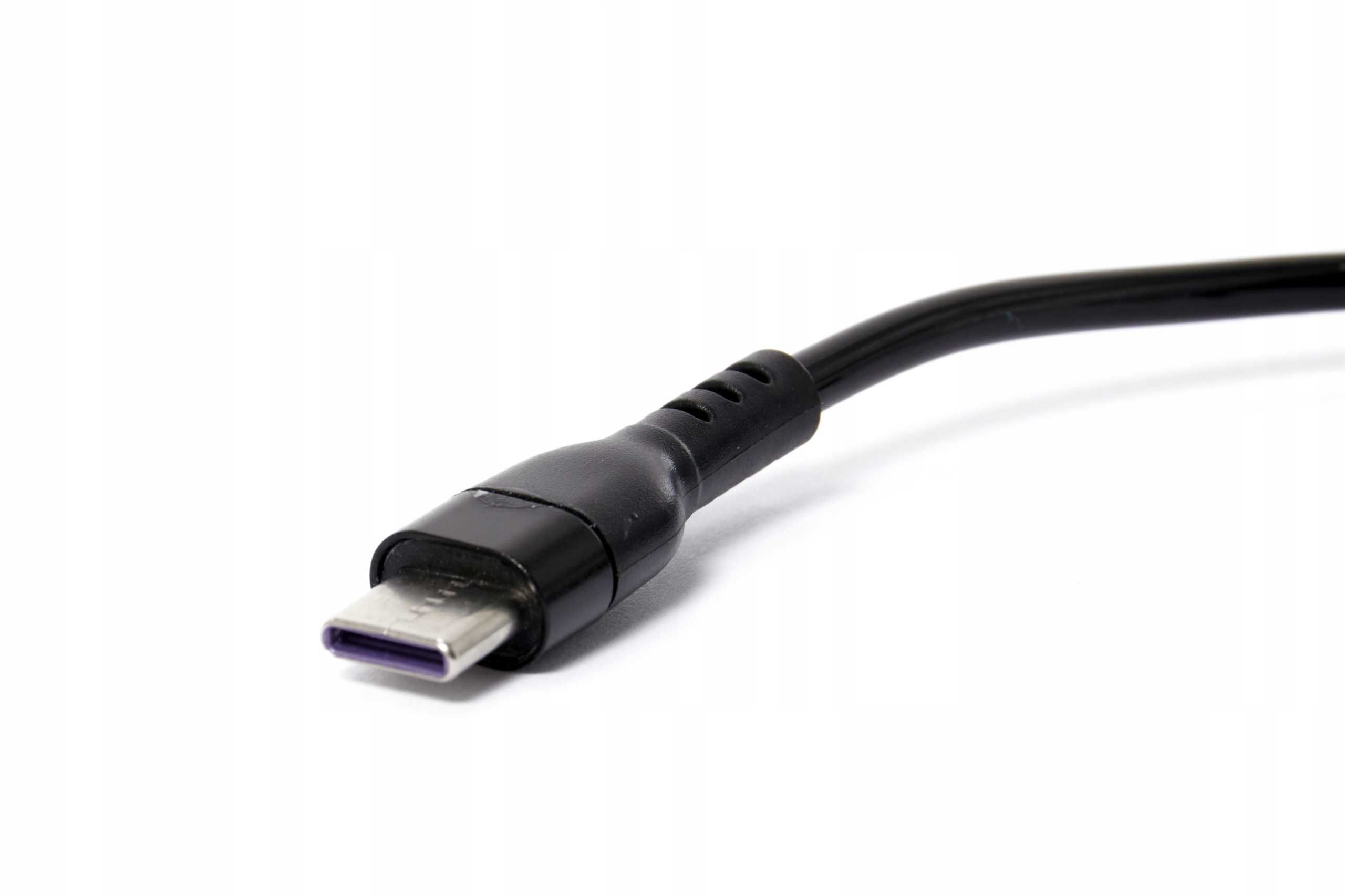 Kabel do ładowania smartfona tabletu USB-C czarny spiralny sprężynowy