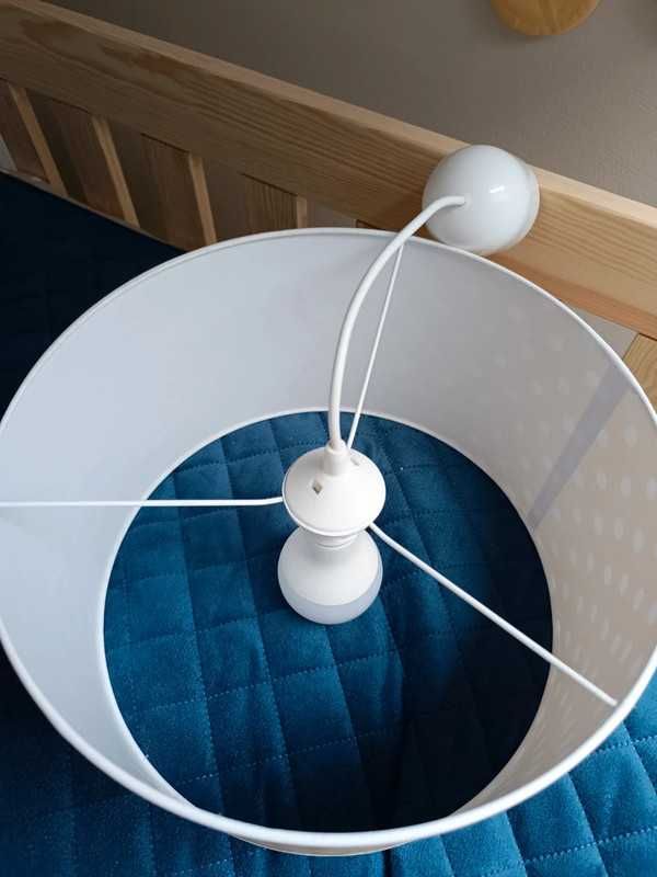 Lampa wisząca klosz żółty w białe kropki