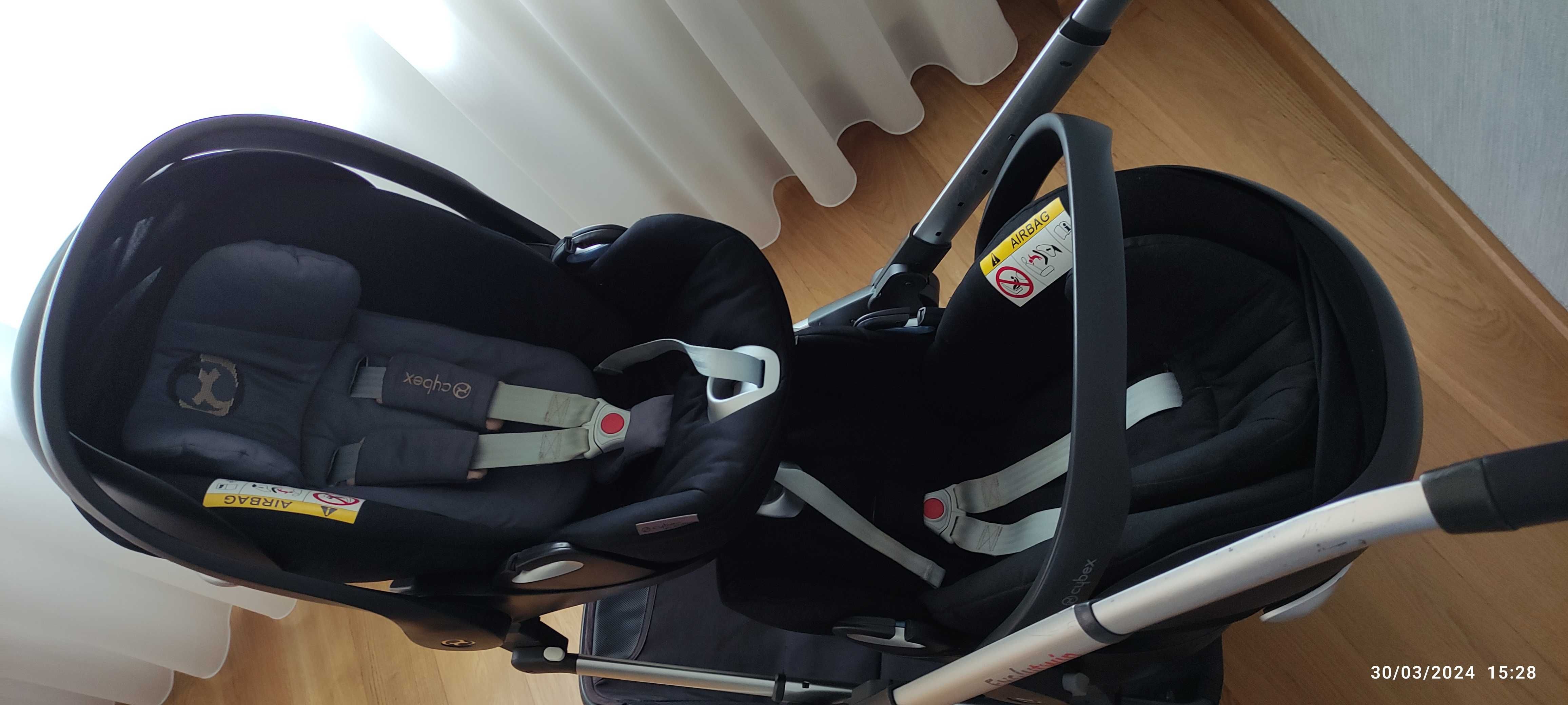 Carrinho Gémeos RED CASTLE Evolutwin Preto + Ovos/Alcofa Cybex