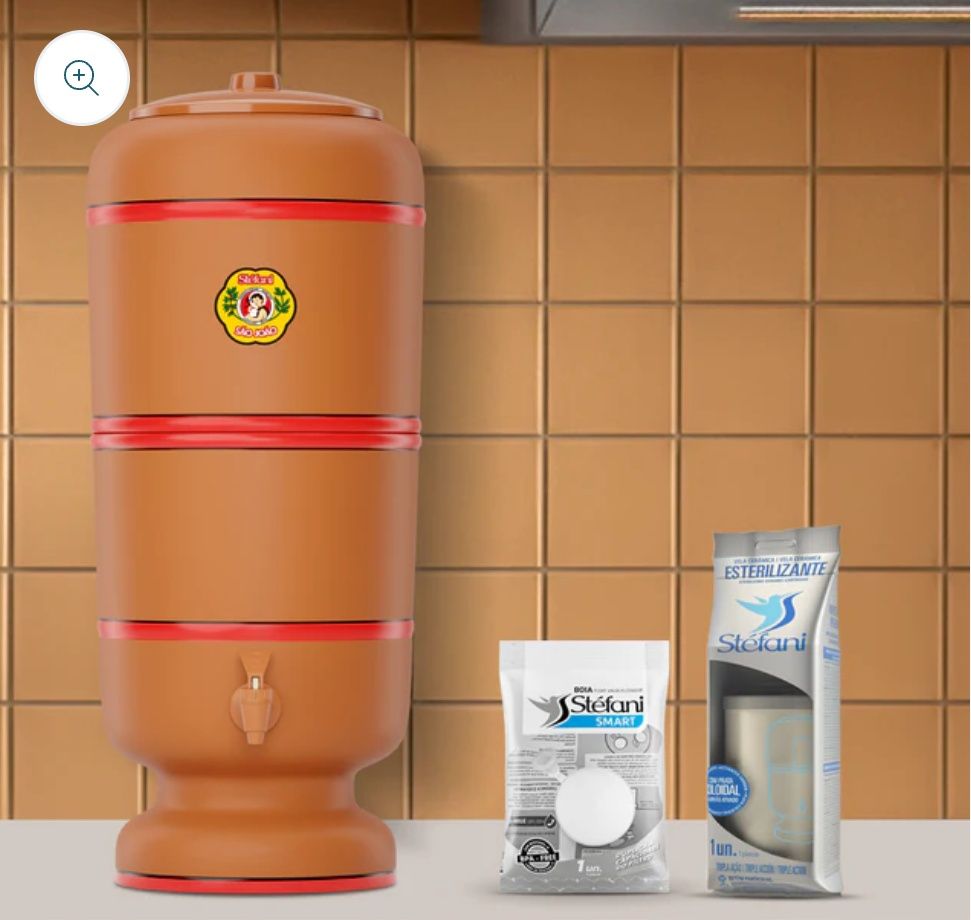 Filtro de água carvão ativo Barro 8L 2 filtros