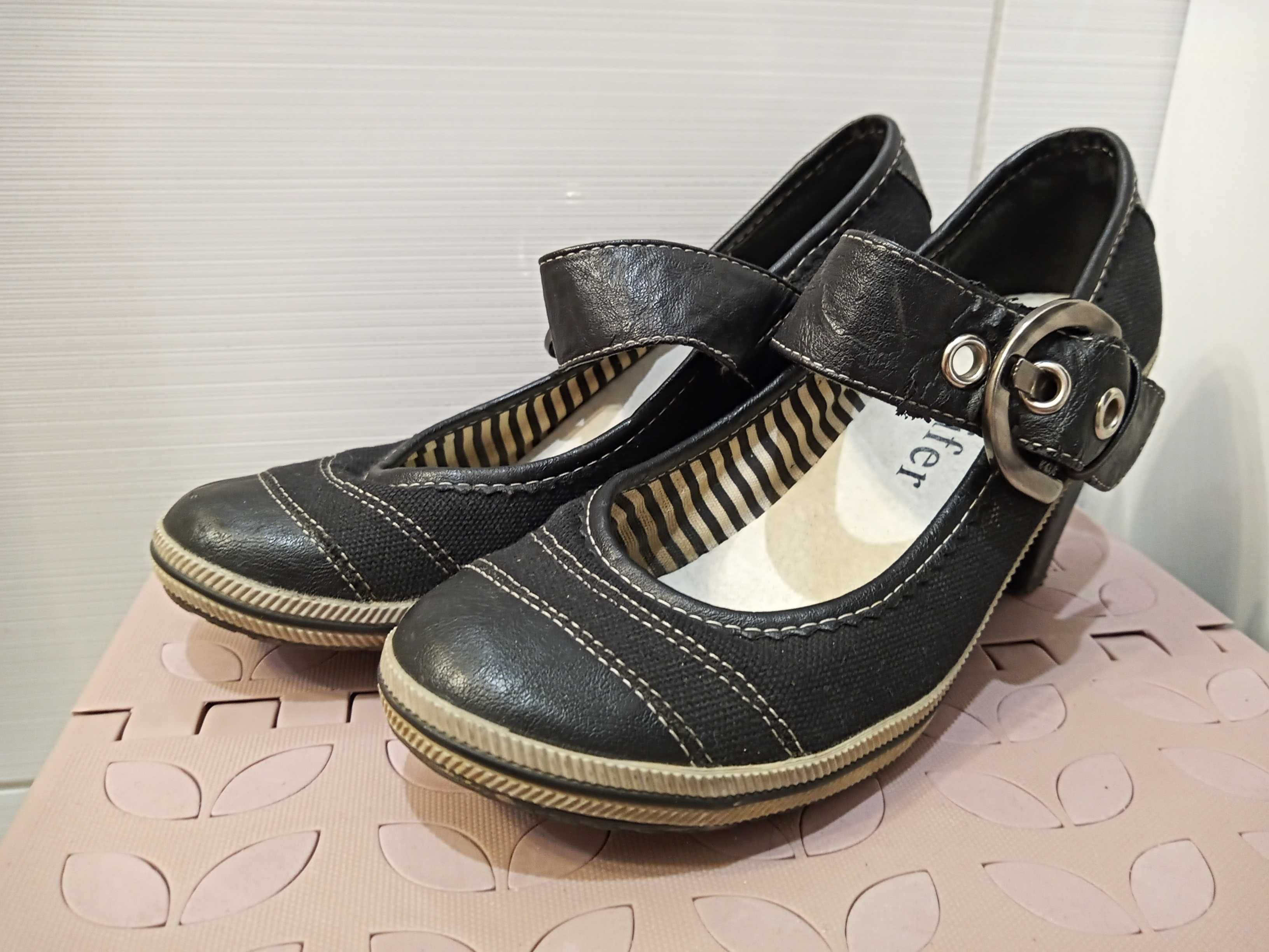 buty czółenka na obcasie 36 37 z paskiem retro vintage
