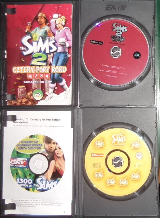 5x PC CD DVD BOX gra Sims + dodatki, Sims 2 3 4 pory roku