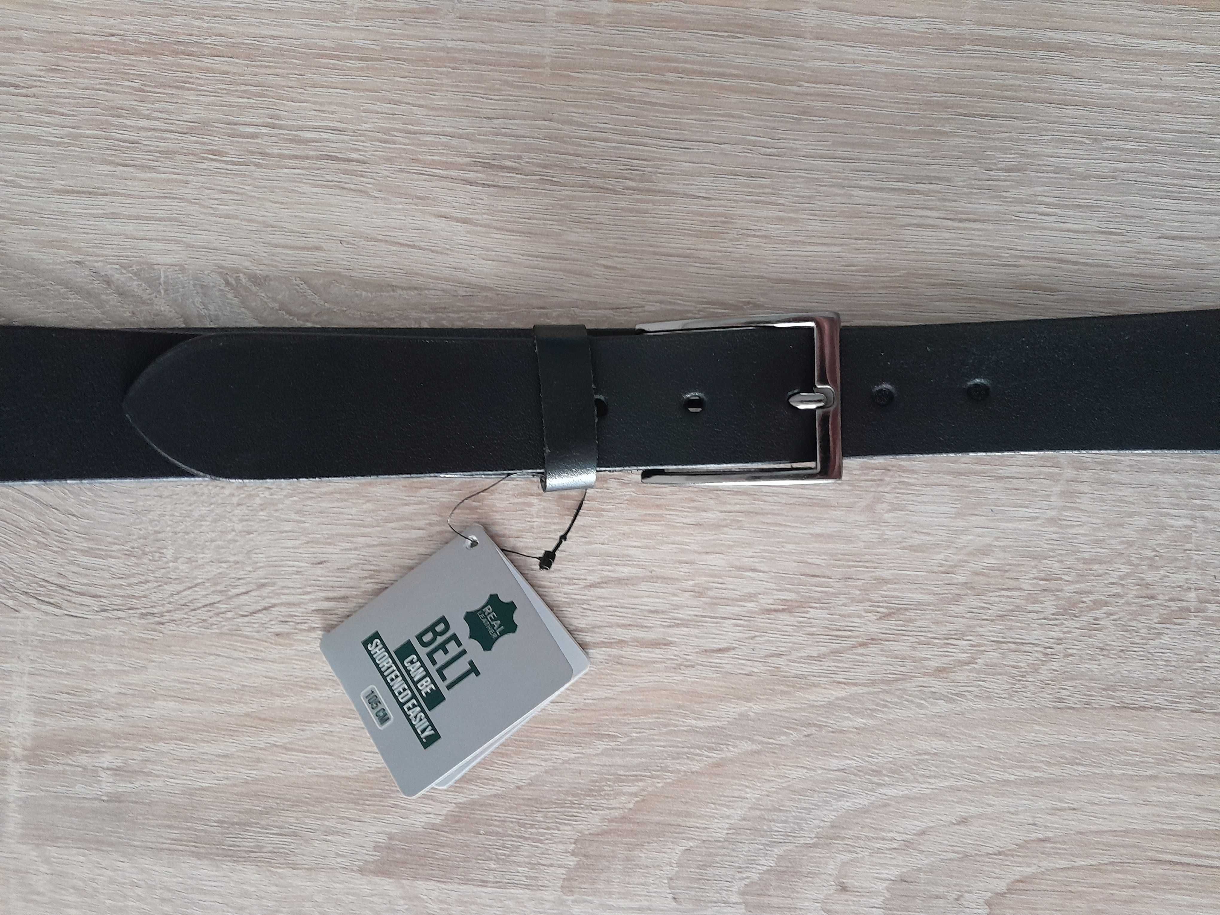 Męski elegancki pasek. Skóra Buffalo_czarny, 105 cm (regulowany)