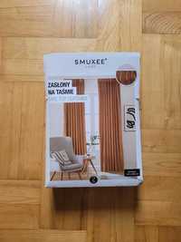 NOWE 2x zasłony aksamitne na taśmie Smukee 140x250 musztardowe camel