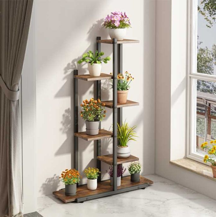 NOWY Kwietnik Stojak Na Rośliny Kwiaty Doniczki  Regał Drewniane Półki