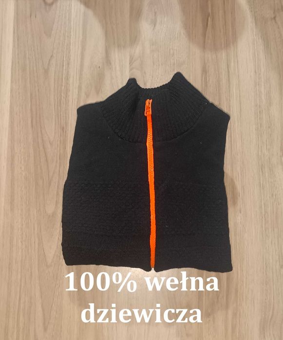 Sweter męski rozpinany z golfem z wełny dziewiczej M czarny M.Norgaard