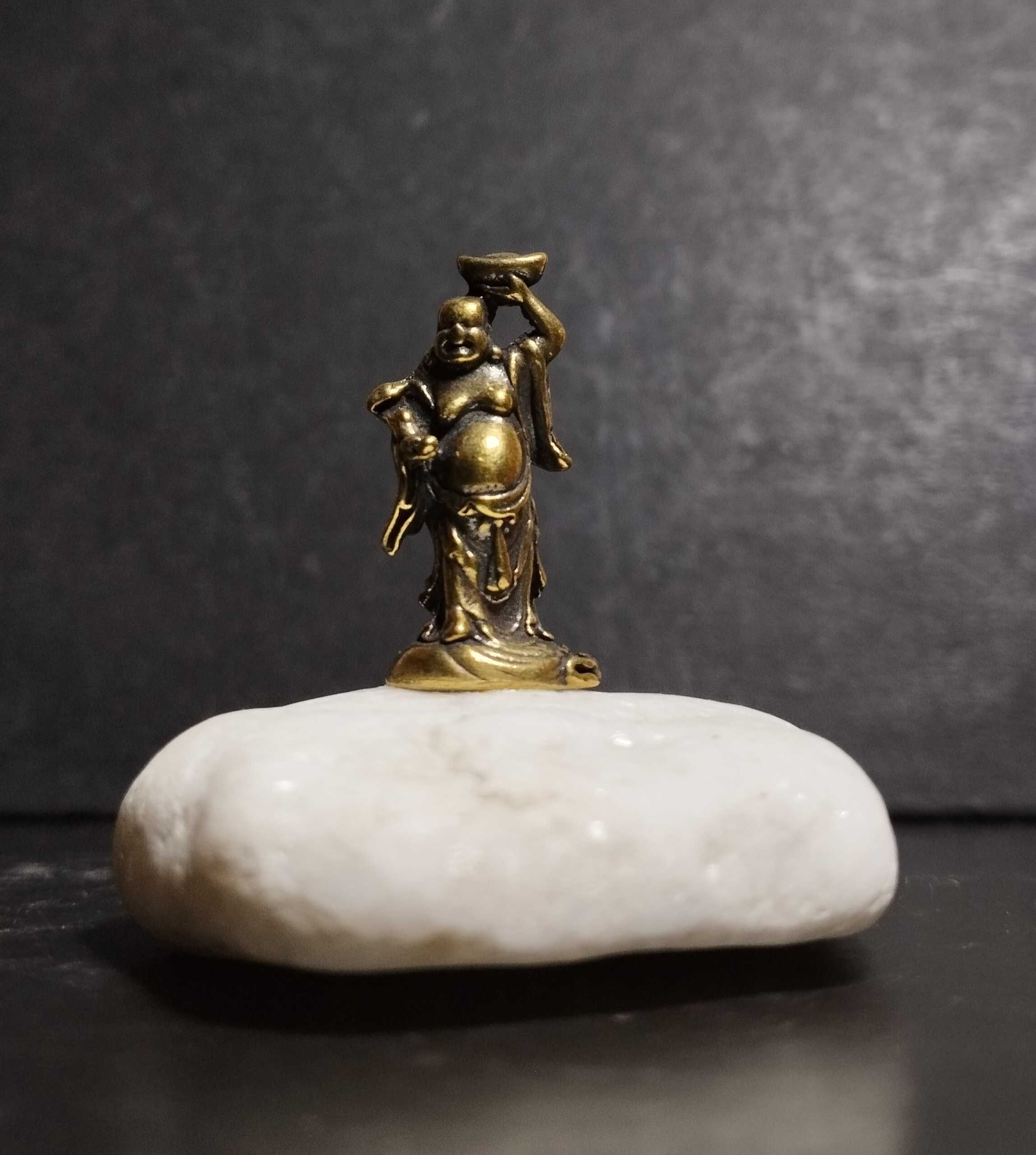 Бронза, камень (снежый кварц), статуетка Будда, оберег в дом