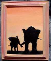 Obraz ręcznie malowany "Słonie" 30x40cm