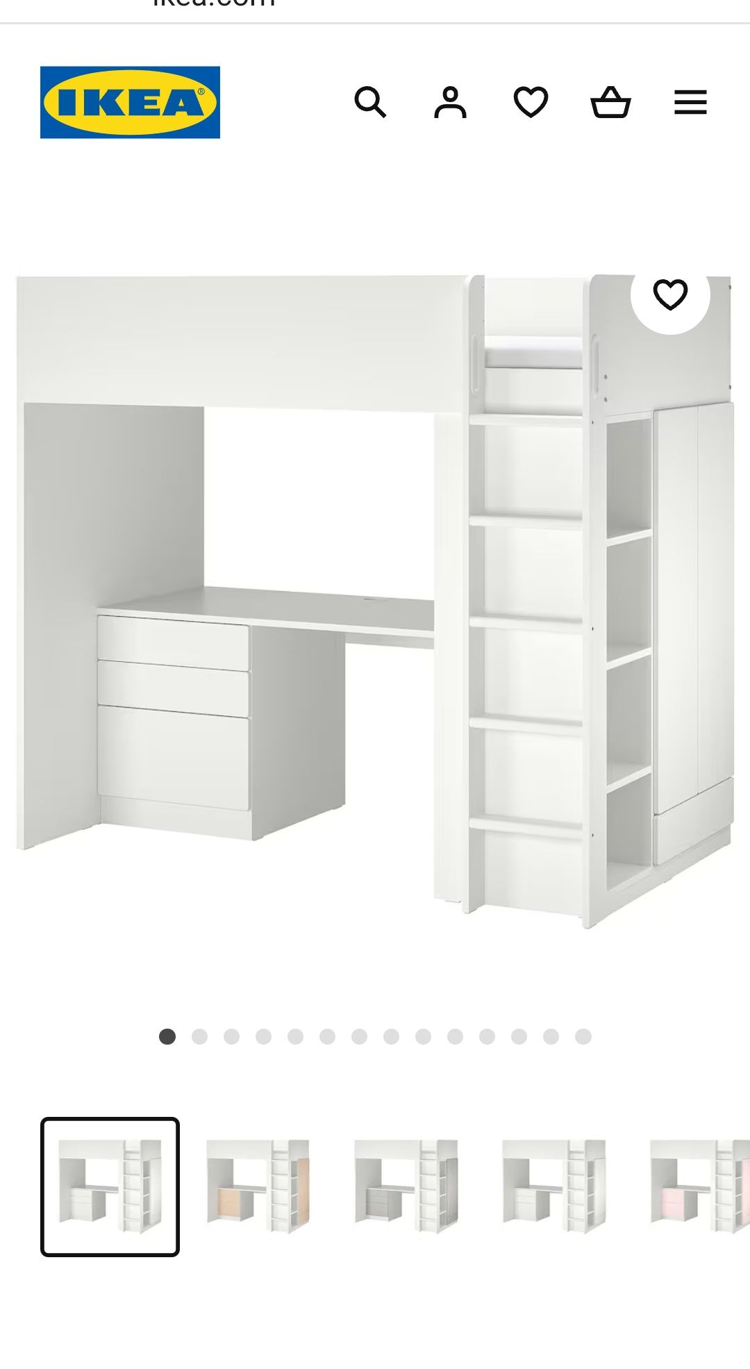 Cama alta IKEA SMÅSTAD
Cama alta, branco cinz/com secretária c/4 gavet