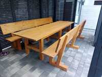 Meble ogrodowe stół i ławki komplet drewniany