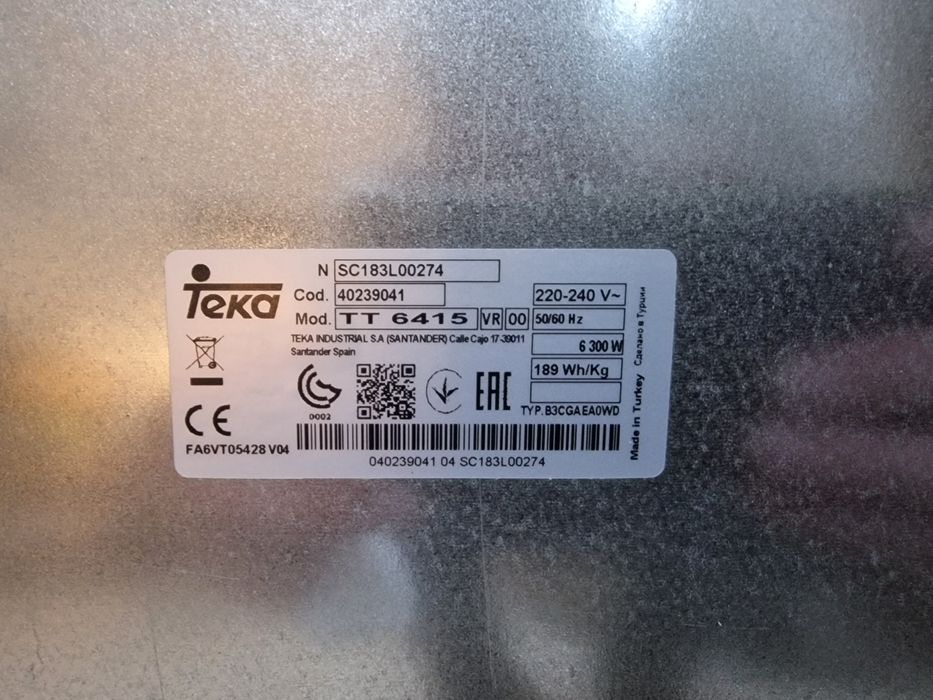 Placa vitrocerâmica Teka