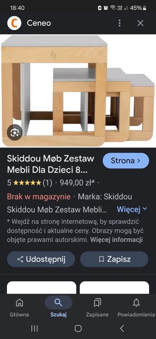 Stolik i krzesełka skiddou