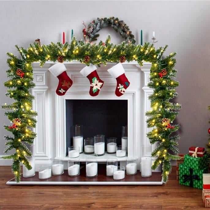 Girlanda świąteczna 270 cm - wieniec sosnowy z 100 diod LED