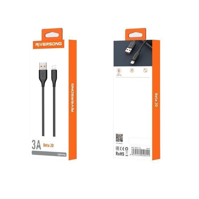 Riversong Kabel Beta 20 Usb - Lightning 2M 3A Czarny Ct115