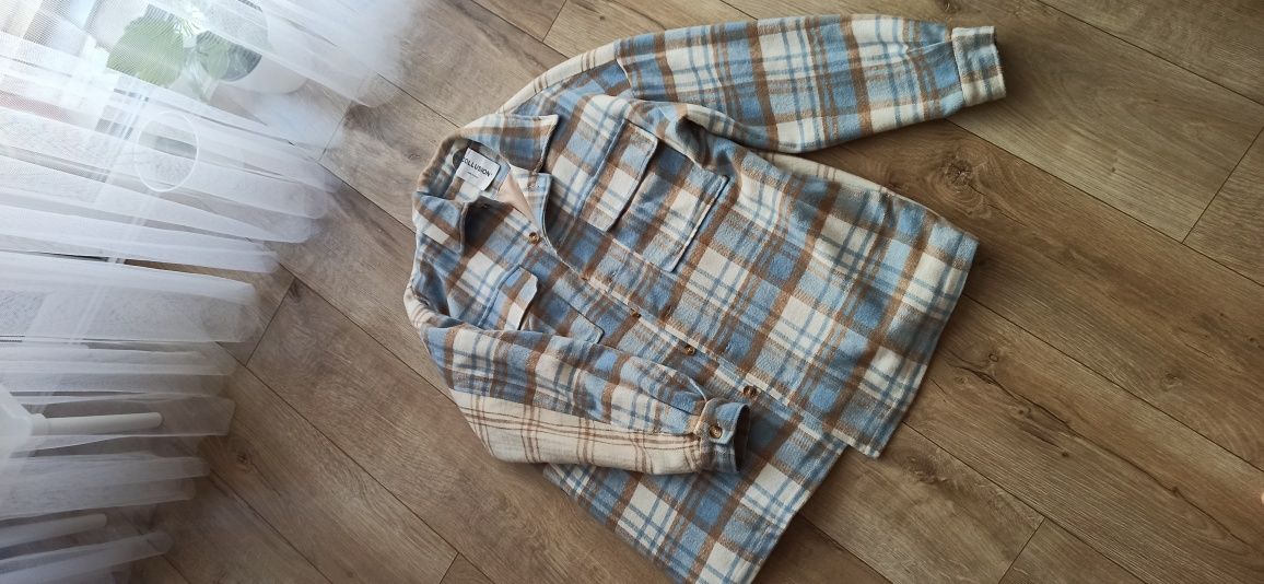 Kurtka koszulowa w kratę Collusion S oversize unisex