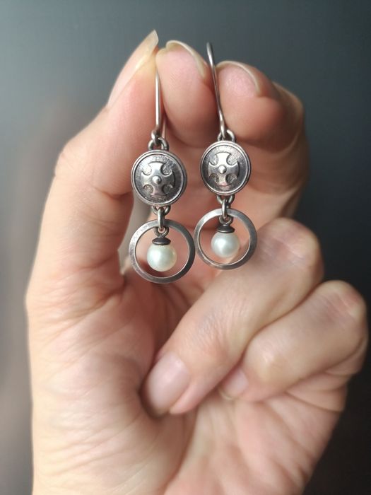 Серебряный набор с натуральным жемчугом