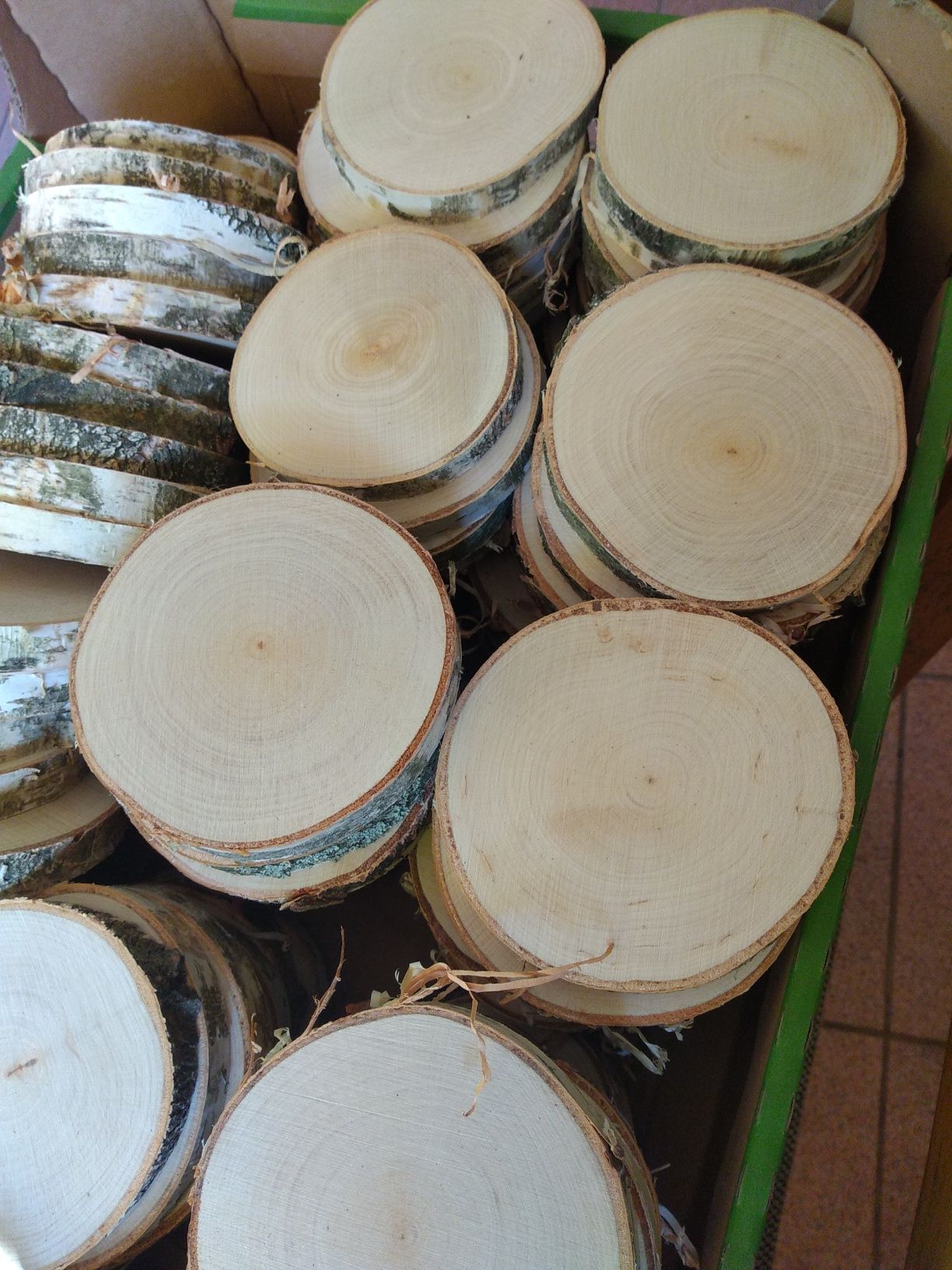 Plastry drewna brzozowego krążki śr ok 10 cm szlif suche