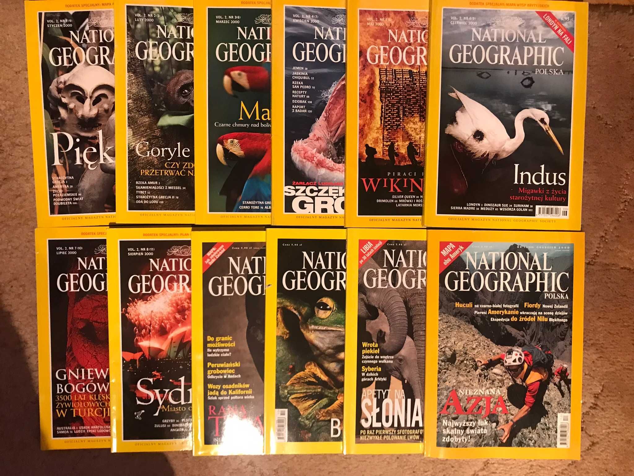 National Geographic - caly rocznik 2000, stan bardzo dobry.