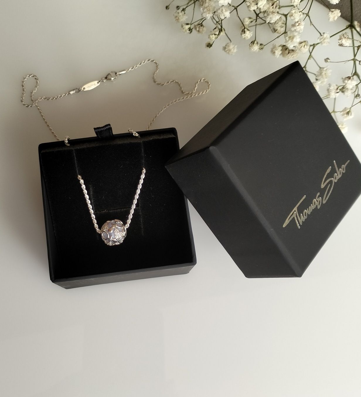 Цепочка Thomas Sabo з бусиною, аквамарин,  талісман для мами