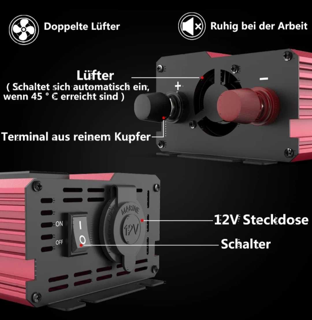 Інвертор, перетворювач напруги Sudokeji Power Inverter 4000W/800 Вт.