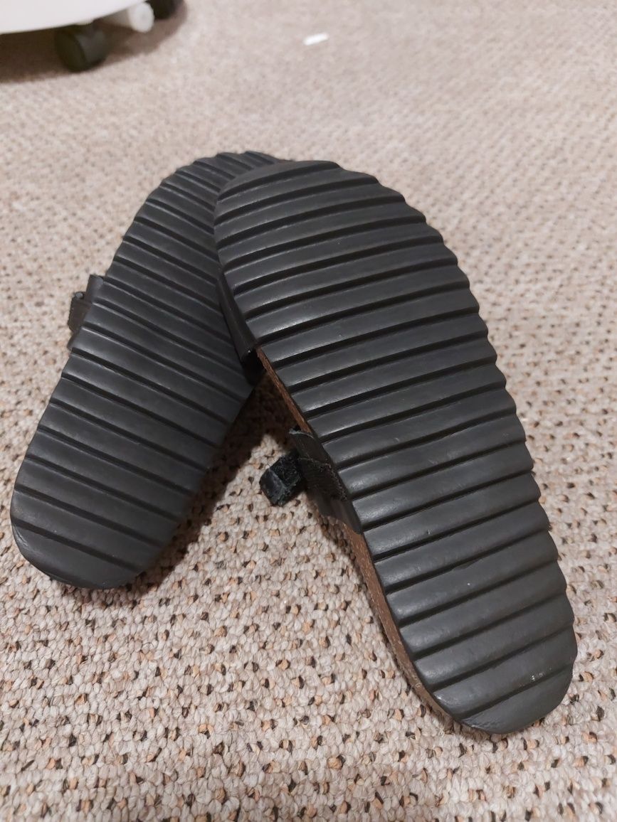 Zara skórzane sandałki 25 skóra naturalna czarne 16cm na korku