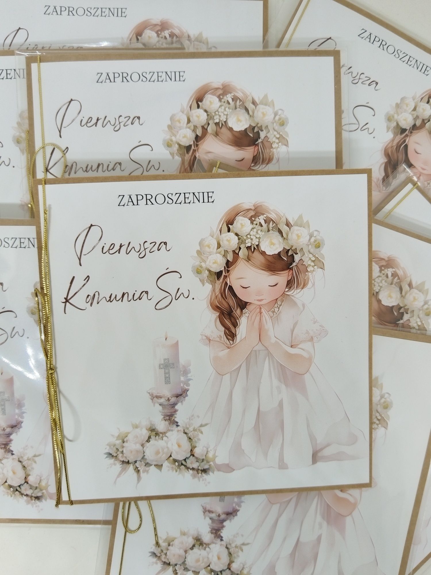 Komunia zaproszenia dla dziewczynki 10 sztuk