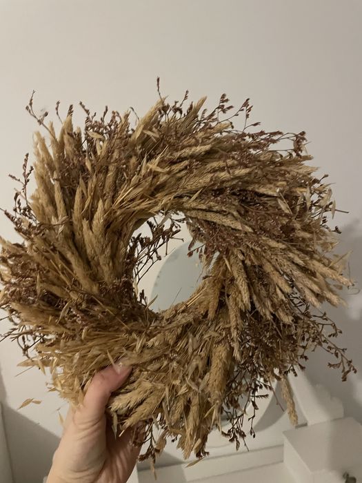 Wianek z suszonej trawy boho rustykalny