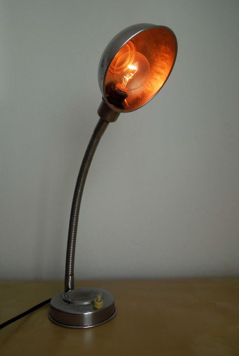 Mid century - Candeeiro industrial em metal/ Metal Gooseneck Desk Lamp