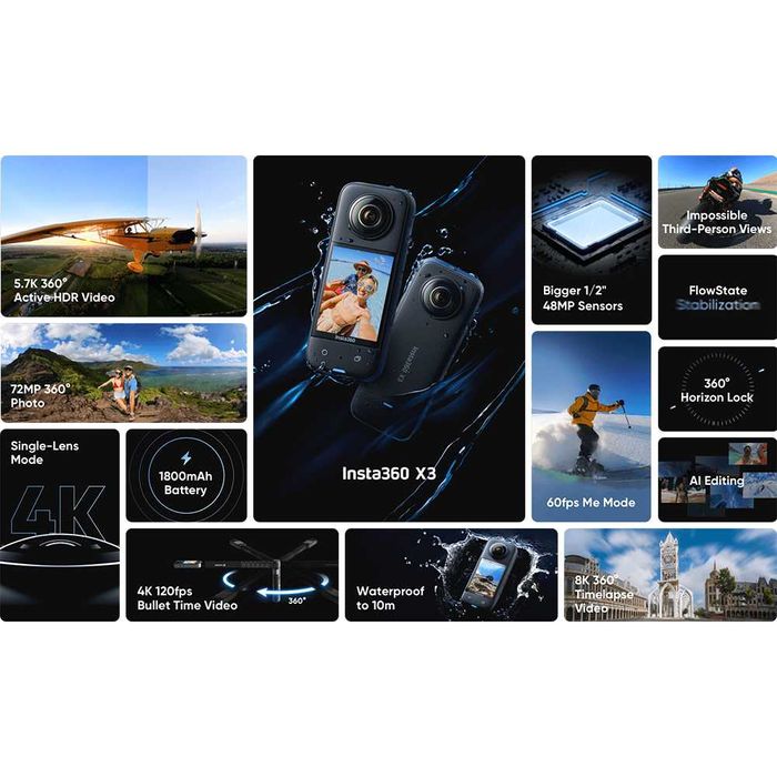 Insta360 X3 (5.7K - 360º) - SELADA - 3 ANOS DE GARANTIA