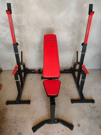 Ławeczka+stojaki Marbo, gryfy + obciążenie żeliwne 75kg + gratis 50kg+