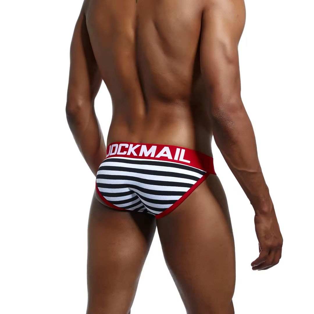 Męskie Seksowne Slipy Tanga w Paski JOCKMAIL Bawełna - XXL