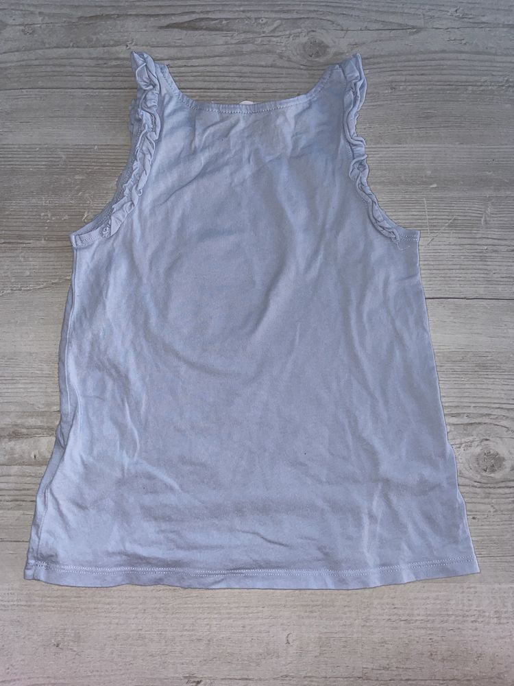 Bluzka koszulka H&M Elsa Frozen Kraina Lody niebieska falbanki 122/128
