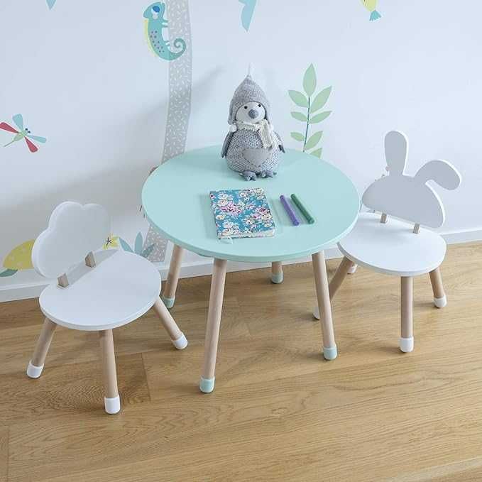 KYWAI zestaw stolik dziecięcy i 2 krzesła, drewniany