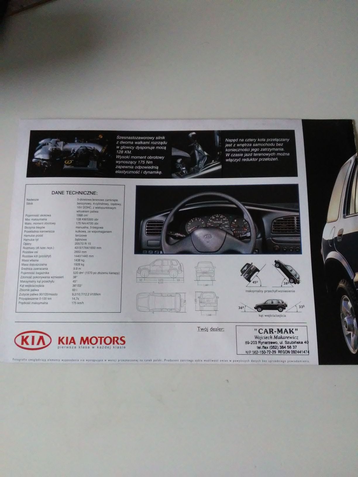 Prospekt samochodowy Kia Sportage